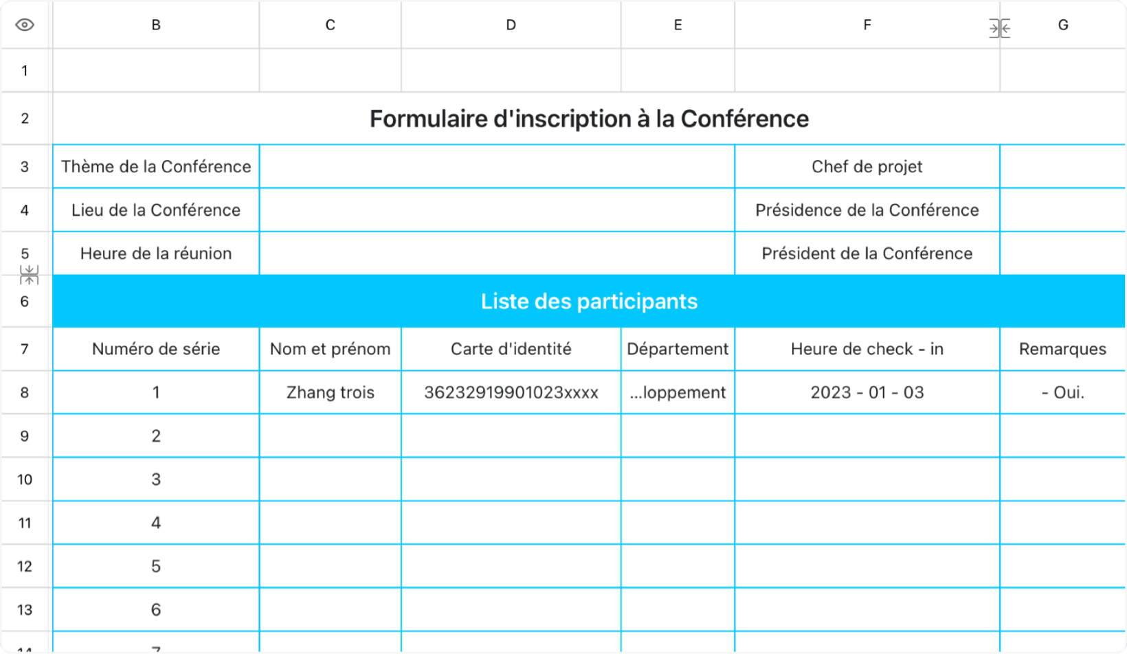 Formulaire d'inscription à la Conférence